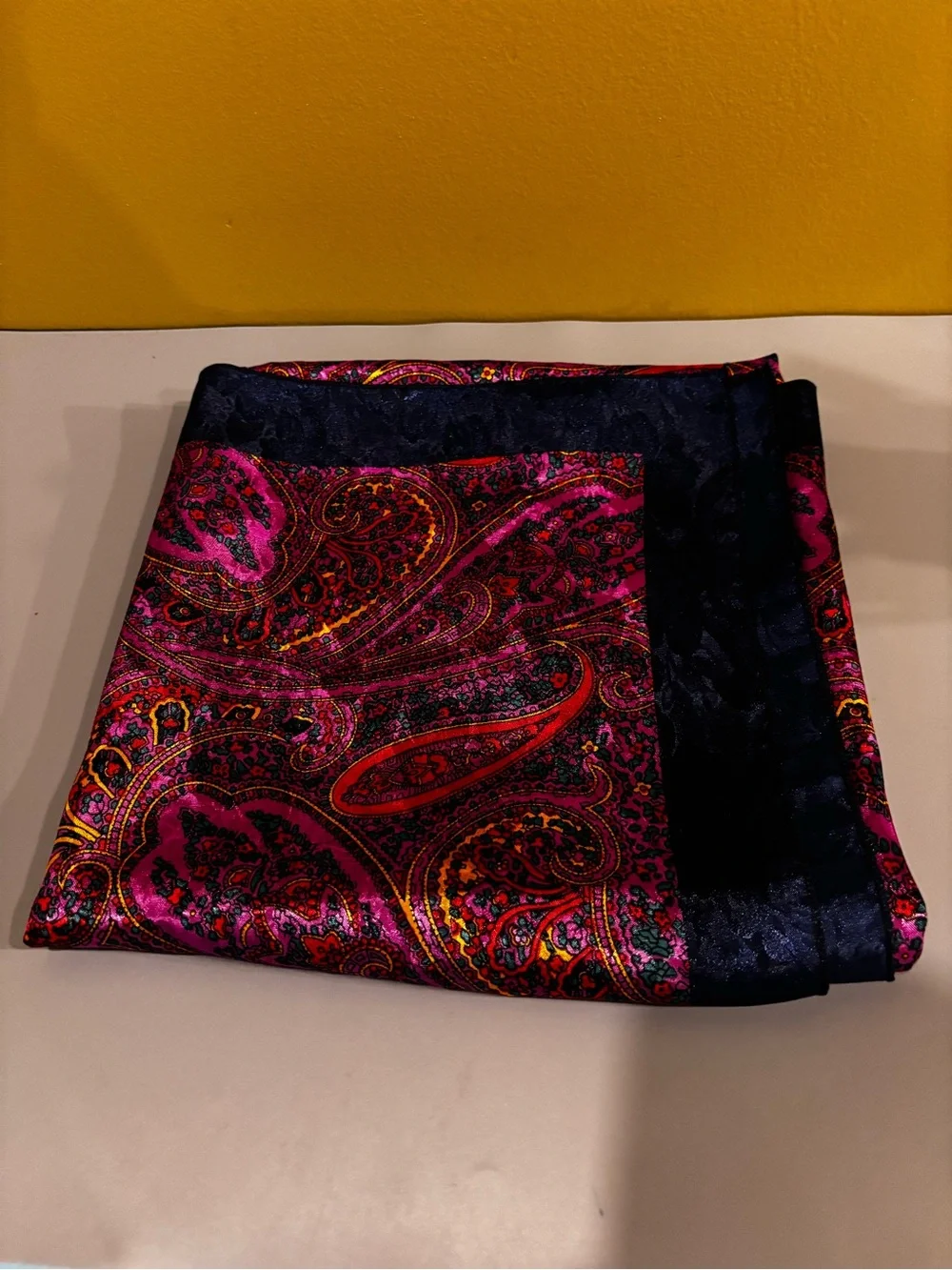 Vibrant Pink Red Paisley square scarf